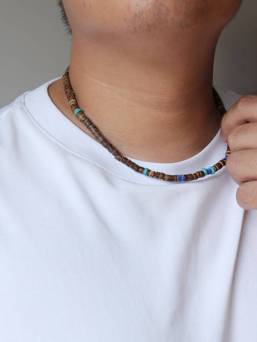 Fashionable and Popular Men Stone Decor Beaded Necklace for Jewelry Gift and for a Stylish Look