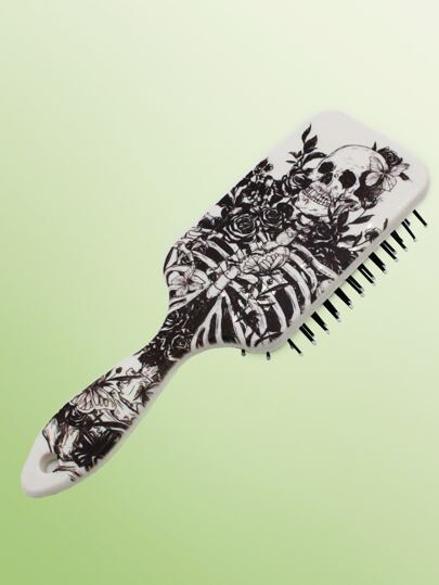 Skeleton Pattern Cushion Hair Brush, Halloween