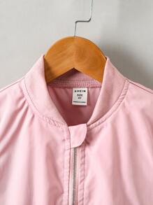 Toddler Girls Zipper Bomber Jacket - Pink - View 3