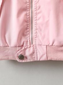 Toddler Girls Zipper Bomber Jacket - Pink - View 4