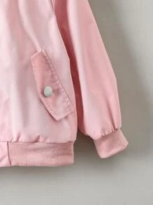 Toddler Girls Zipper Bomber Jacket - Pink - View 5