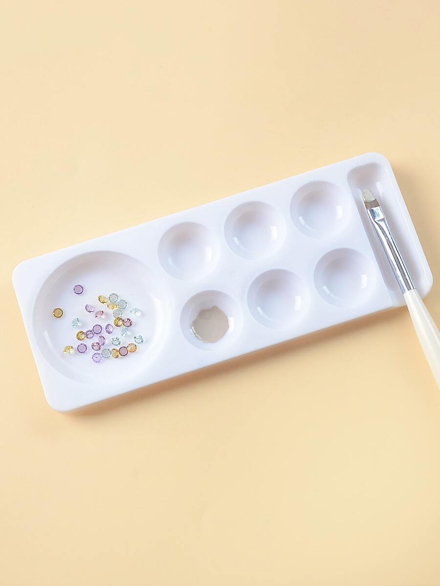 1件装多功能美甲调色盘,美甲用品,美甲工具,美甲艺术工具,返校季,美甲,美甲贴片工具 - 白色 - 查看 1