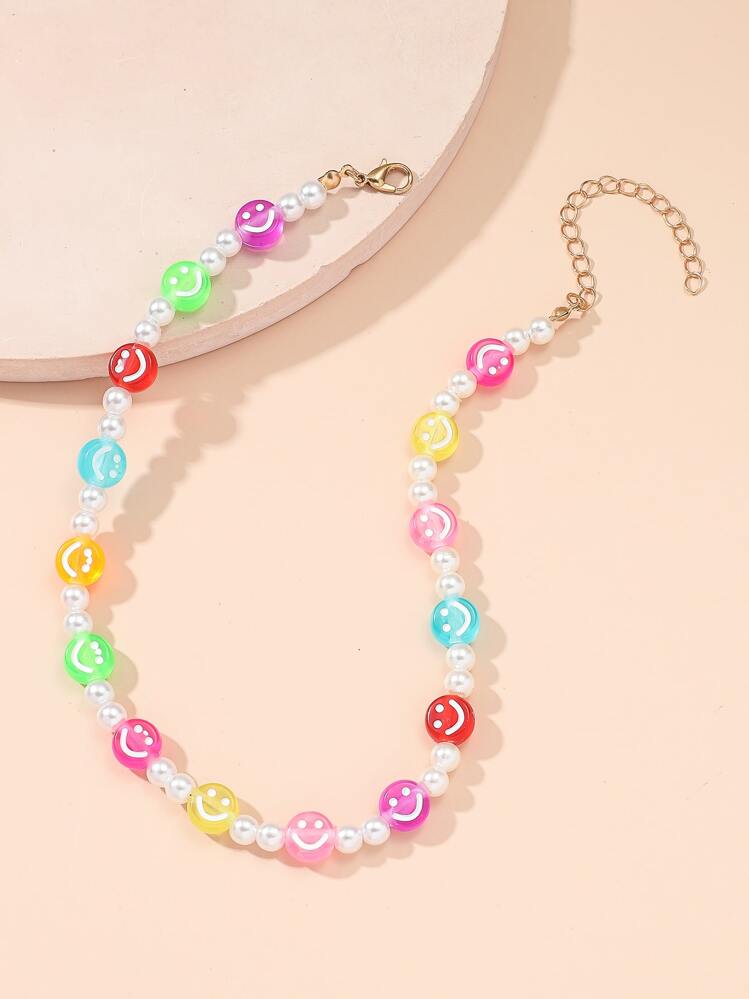 Collier à perles expression à fausse perle - Multicolore - Voir 1