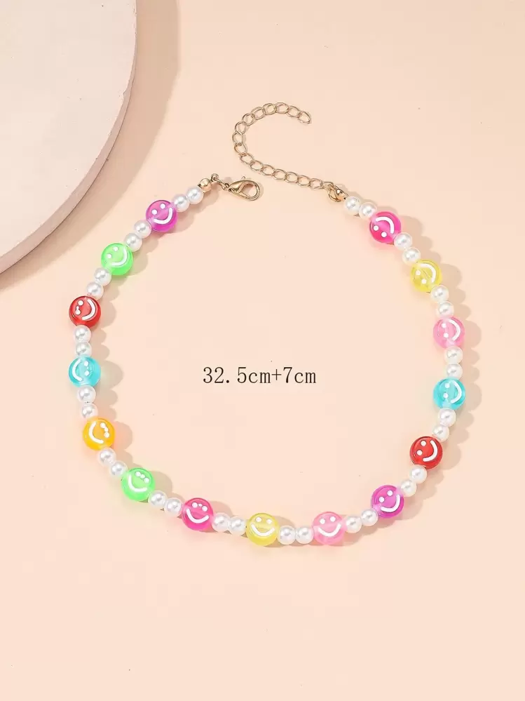 Collier à perles expression à fausse perle - Multicolore - Voir 3