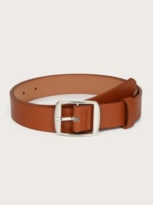 Square Buckle Belt - Camel - View 1