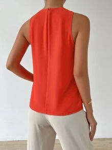 SHEIN Privé 後拉鍊素色襯衫 - 橘色 - 查看 2