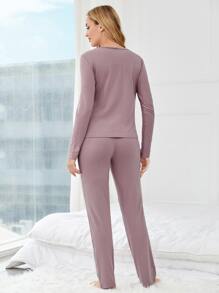 Maternity Wrap Cross Lounge Set - Mauve Purple - View 4