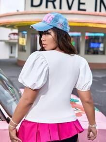 Áo thun Plus size Ô tô/xe hơi Lá thư Giải trí - trắng - Xem 2