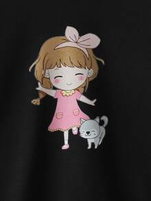 Toddler Girls Cartoon Graphic Sweatshirt - Black - View 3