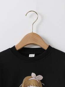 Toddler Girls Cartoon Graphic Sweatshirt - Black - View 4