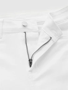 SHEIN Essnce Zip Fly Capri Skinny Jeans - White - View 8