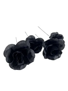 2 cái hoa hồng nhựa nhân tạo - màu đen - Xem 2