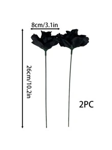 2 cái hoa hồng nhựa nhân tạo - màu đen - Xem 3