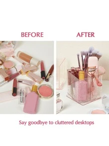 SHEIN 多功能化妝收納盒化妝品360度旋轉收納盒—玫瑰金亮片節日禮物 - 粉色 - 查看 5