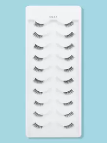 Himirell 10pairs Half Eye Cat Eye False Eyelashes, Natural Cross Style, Lengthen At End, Increasing Size Effect For Daily, Festival, Vacation, Party Makeup - Black - View 1