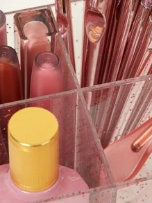 SHEIN 多功能化妝收納盒化妝品360度旋轉收納盒—玫瑰金亮片節日禮物 - 粉色 - 查看 7