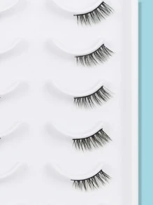 Himirell 10pairs Half Eye Cat Eye False Eyelashes, Natural Cross Style, Lengthen At End, Increasing Size Effect For Daily, Festival, Vacation, Party Makeup - Black - View 5