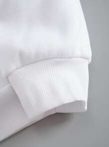 SHEIN EZwear Áo chui đầu Thêu Chữ Lót nhiệt - trắng - Xem 4