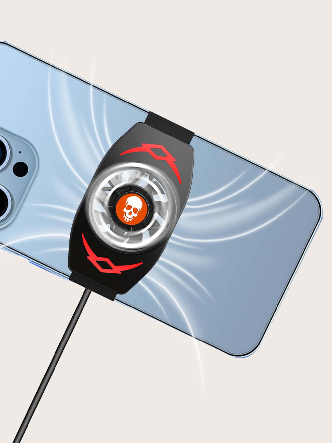 1個 スケルトンパターン ポータブル スマホ扇風機