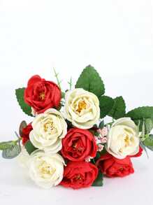 1束人造花束 - 紅色 - 查看 4