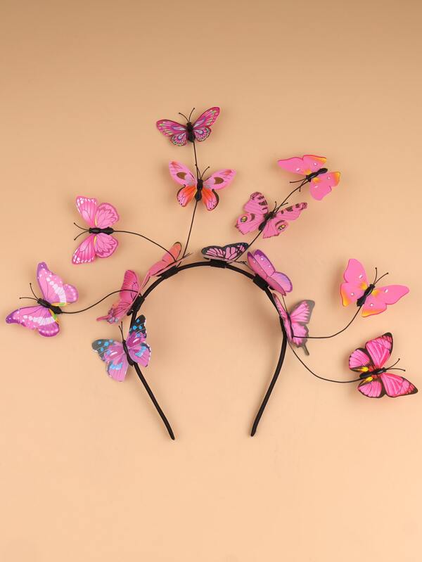 1pc Plastic Butterfly Headband Fascinator Hats Women Monarch Tea Party