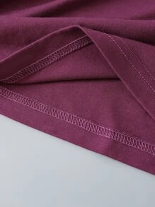 SHEIN LUNE Slogan And Floral Graphic Tee - Red Violet - View 3