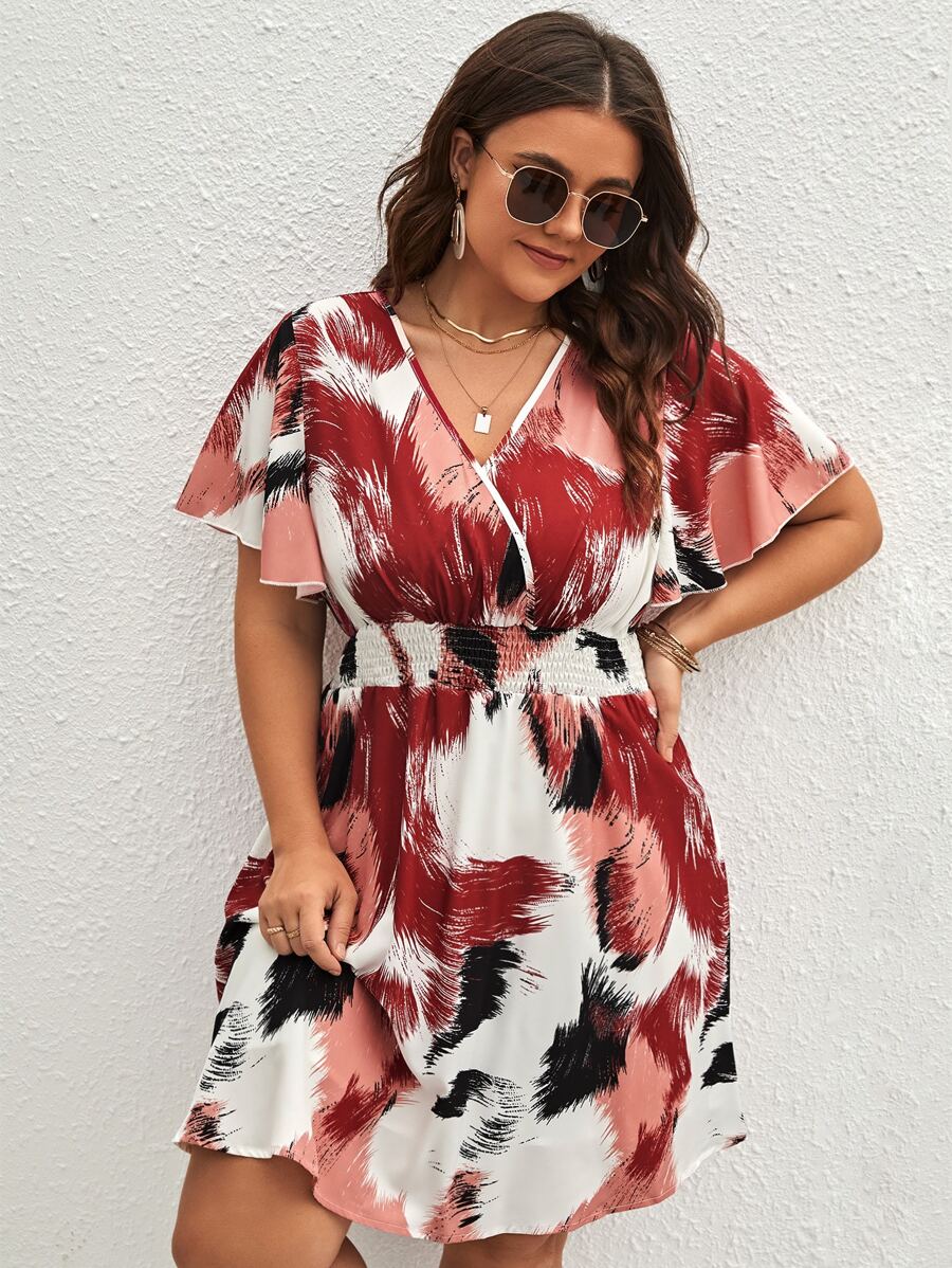SHEIN Clasi Đầm Plus Size Trọn gói Dải chun Đồ họa Giải trí - Nhiều màu - Xem 1