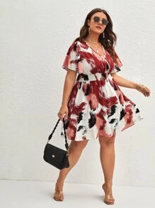 SHEIN Clasi Đầm Plus Size Trọn gói Dải chun Đồ họa Giải trí - Nhiều màu - Xem 4