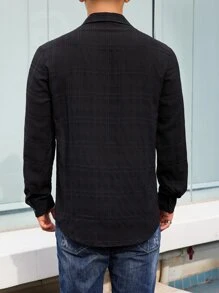 Manfinity Men Plaid Button Front Shirt - Black - View 2