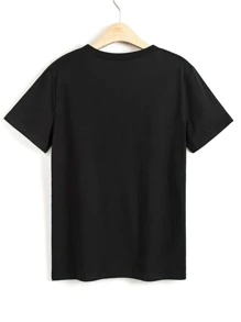 Chiquease Cat Print Short Sleeve Tee - Black - View 2