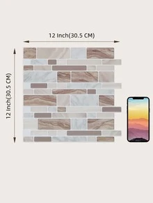 1pc Marble Pattern Waterproof Kitchen Sticker - Multicolor - View 8