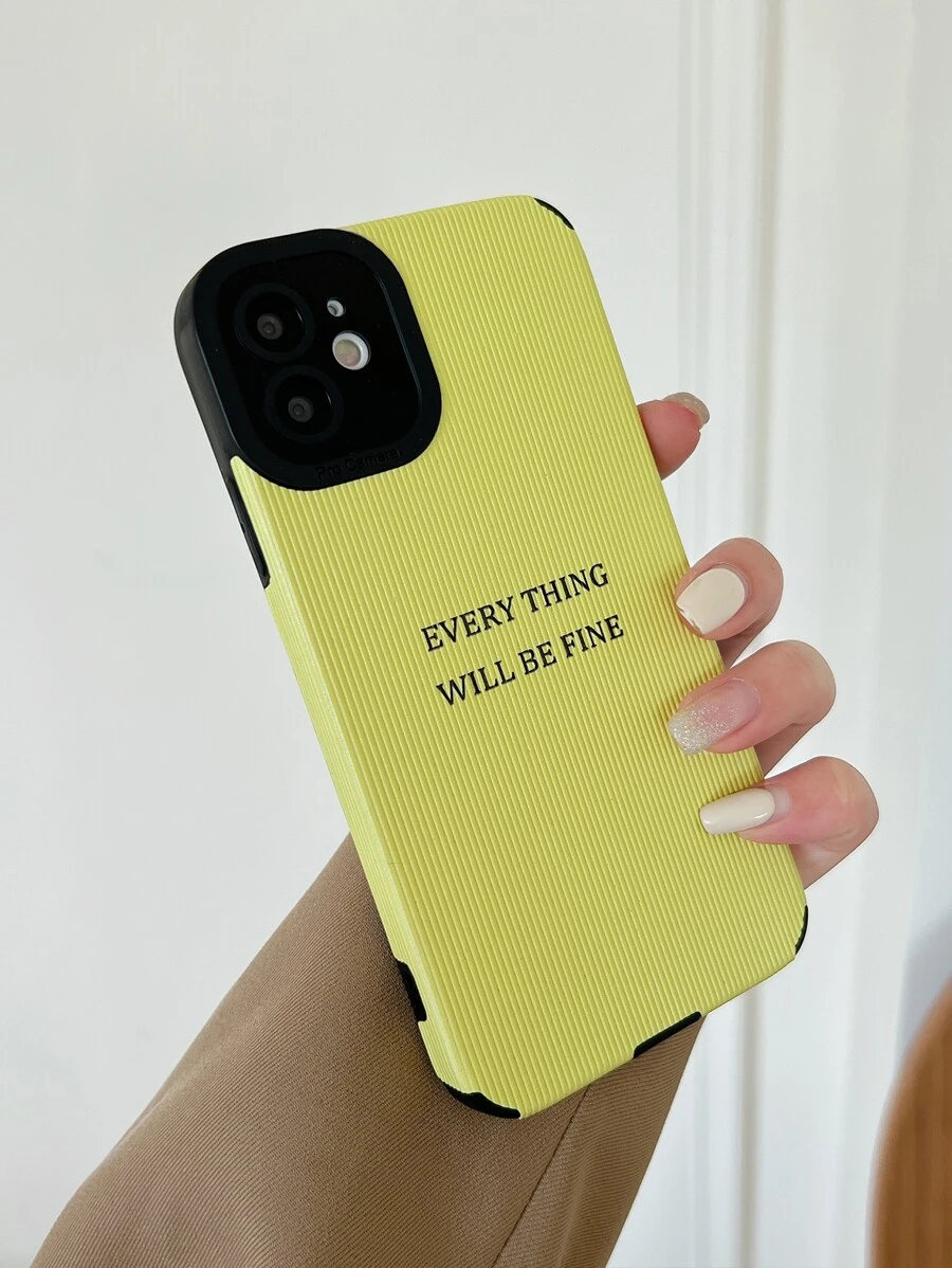 1pc Leather TPU Painted Phone Case, Compatible With IPhone 11,12,13,14,12PROMAX,13PROMAX,15,15PRO,15PLUS,15PROMAX And Samsung A11,A12,A20S,A32,A50,A51,A52,A71,A73,S20FE,S21,S22,A04,A13,A24 - Yellow - View 1