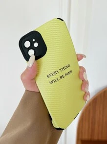 1pc Leather TPU Painted Phone Case, Compatible With IPhone 11,12,13,14,12PROMAX,13PROMAX,15,15PRO,15PLUS,15PROMAX And Samsung A11,A12,A20S,A32,A50,A51,A52,A71,A73,S20FE,S21,S22,A04,A13,A24 - Yellow - View 2