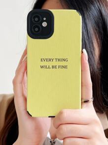 1pc Leather TPU Painted Phone Case, Compatible With IPhone 11,12,13,14,12PROMAX,13PROMAX,15,15PRO,15PLUS,15PROMAX And Samsung A11,A12,A20S,A32,A50,A51,A52,A71,A73,S20FE,S21,S22,A04,A13,A24 - Yellow - View 3