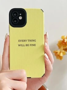 1pc Leather TPU Painted Phone Case, Compatible With IPhone 11,12,13,14,12PROMAX,13PROMAX,15,15PRO,15PLUS,15PROMAX And Samsung A11,A12,A20S,A32,A50,A51,A52,A71,A73,S20FE,S21,S22,A04,A13,A24 - Yellow - View 4