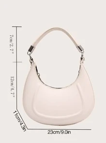 Màu thuần Tối giản Chuỗi Túi Hobo , Hằng ngày Đi làm Sử dụng Thời gian rảnh rỗi Du lịch Kỳ nghỉ Đường phố Mua sắm Trắng Dây kéo Màu thuần Chuỗi kim loại Da giả Chất liệu Trăng lưỡi liềm Cái túi Chuỗi kim loại - trắng - Xem 7