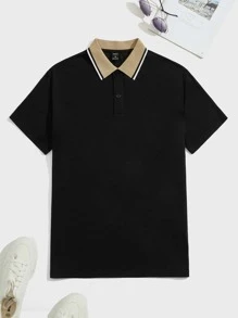 Manfinity VCAY Polo para hombre con cuello de contraste, para el esposo, para salir