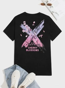 Manfinity Tops Nam Hoa Lá thư Giải trí - màu đen - Xem 1