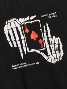 Manfinity VCAY Tops Nam Lễ Các Thánh Slogan Đường phố - màu đen - Xem 3