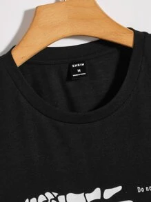 Manfinity VCAY Tops Nam Lễ Các Thánh Slogan Đường phố - màu đen - Xem 4