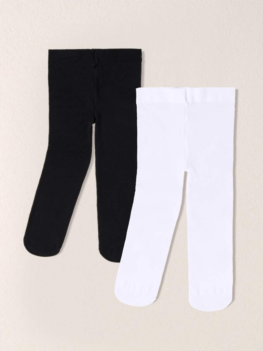 2pairs Baby Mixed Color Tights - Black and White - View 1