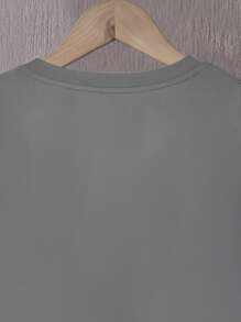 SHEIN Teenage Boys Graphic & Slogan Print T-Shirt, Casual Streetwear Style, Soft & Breathable - Grey - View 2