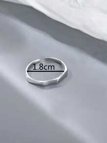 1 chiếc nhẫn kim loại tròn đơn giản, tối giản, đa năng, thời trang thường ngày - Bạc - Xem 3