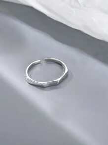 1 chiếc nhẫn kim loại tròn đơn giản, tối giản, đa năng, thời trang thường ngày - Bạc - Xem 4