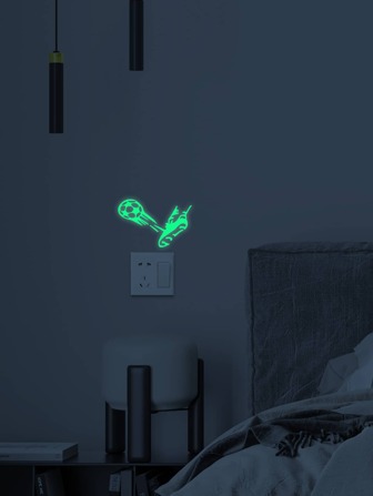 1pc Glow In The Dark Soccer Switch Outlet Wall Sticker, Switch Decal For Home Wall Decor, Stickers, Wall Decal, Vinyl Decal For Home Decorations, Spring Decoration Items Refresh Your Home, Festival Decoration Stickers Gifts Birthday Graduation
