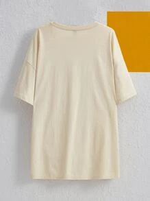 Ellice Cothern Plus Floral & Figure Graphic Drop Shoulder Tee - Apricot - View 2