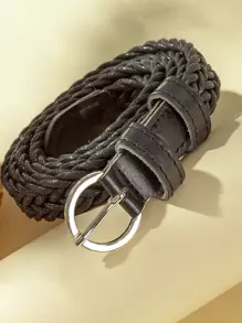 Boho Round Buckle Woven Belt Summer, School Fall, Autumn, Halloween - Black - View 2