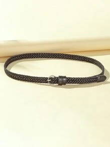 Boho Round Buckle Woven Belt Summer, School Fall, Autumn, Halloween - Black - View 3