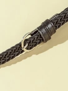 Boho Round Buckle Woven Belt Summer, School Fall, Autumn, Halloween - Black - View 4