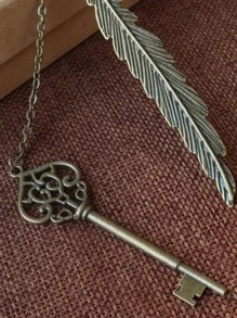 1入組鑰匙和羽毛設計書簽